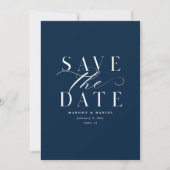 Navy Blue Classic Sla de datum niet foto QR-code o Save The Date (Voorkant)