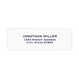 Navy Blue Classic Typography White Return Address Etiket