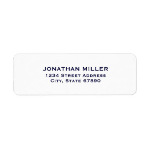 Navy Blue Classic Typography White Return Address Etiket