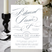 Navy Blue Classy Elegant Wedding Rehearsal Dinner Kaart