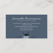 Navy Blue Classy Heart Floral Apiary Honey Bee Visitekaartje (Achterkant)