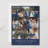 Navy Blue Clean Wedding Foto Collage Hartelijk dan Bedankkaart (Voorkant)