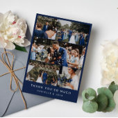 Navy Blue Clean Wedding Foto Collage Hartelijk dan Bedankkaart