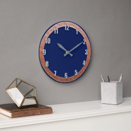 Navy Blue Clock met marmernummers Grote Klok