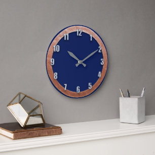 Navy Blue Clock met marmernummers Grote Klok