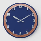 Navy Blue Clock met marmernummers Grote Klok (Voorkant)