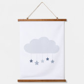 Navy Blue Cloud en Stars Boy Nursery Hangend Wandkleed (Voorkant)