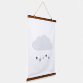 Navy Blue Cloud en Stars Boy Nursery Hangend Wandkleed (Gebogen)