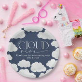 Navy Blue cloud negen douche modern stijlvol Papieren Bordje (Feest)