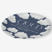 Navy Blue cloud negen douche modern stijlvol Papieren Bordje (Gekanteld)