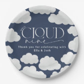 Navy Blue cloud negen douche modern stijlvol Papieren Bordje (Voorkant)