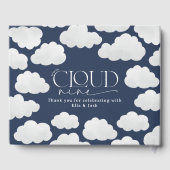 Navy Blue Cloud Nine Baby shower Modern Minimal Gastenboek (Achterkant)