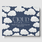 Navy Blue Cloud Nine Baby shower Modern Minimal Gastenboek (Voorkant)