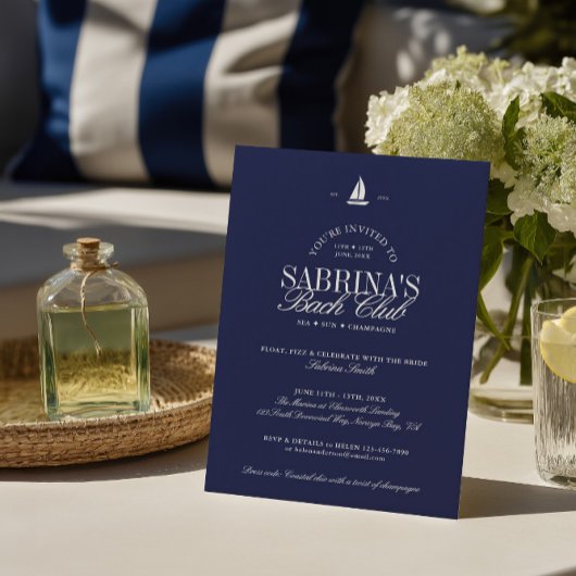 Navy Blue Coastal Chic vrijgezellenfeest Kaart