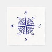 Navy Blue Coastal Compass Roos Servet (Voorkant)