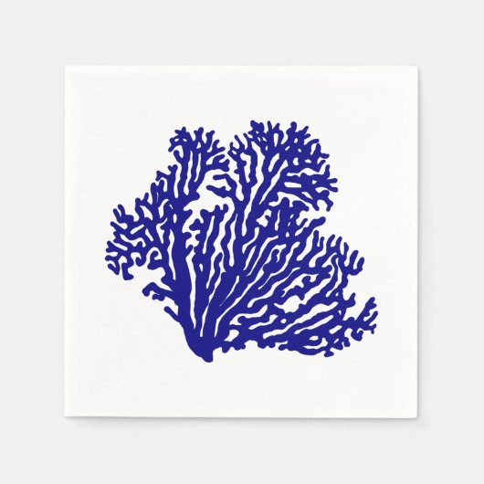 Navy Blue Coastal Coral Servetten (Voorkant)