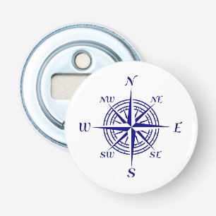 Navy Blue Coastal Decor Compass Roos Button Flesopener