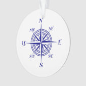 Navy Blue Coastal Decor Compass Roos Ornament (voorkant)