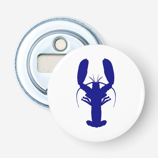 Navy Blue Coastal Decor Lobster Button Flesopener (Voorkant)