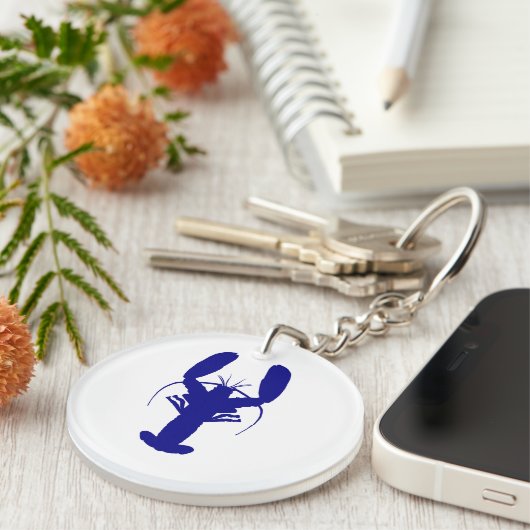 Navy Blue Coastal Decor Lobster Sleutelhanger (Voorkant Rechts)