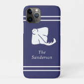 Navy Blue Coastal Nautical Stingray Manta Ray-deur Case-Mate iPhone Case (Achterkant)