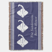 Navy Blue Coastal Nautical Stingray Manta Ray-deur Deken (Voorkant Verticaal)