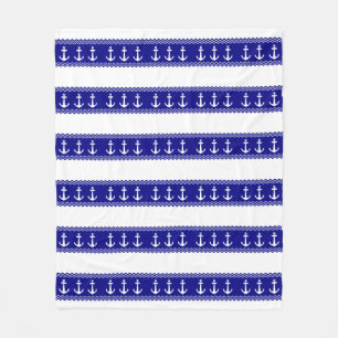 Navy Blue Coastal Pattern Anchors Fleece Deken