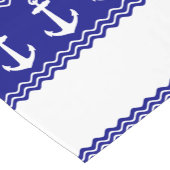 Navy Blue Coastal Pattern Anchors Korte Tafelloper (Hoek)