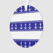 Navy Blue Coastal Pattern Anchors Ornament (voorkant)