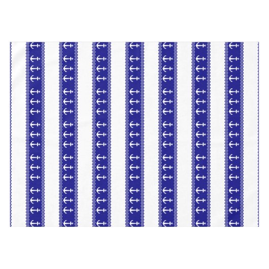 Navy Blue Coastal Pattern Anchors Tafelkleed (Voorkant (Horizontaal))