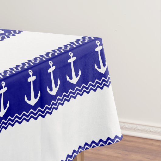 Navy Blue Coastal Pattern Anchors Tafelkleed (Voorbeeld)