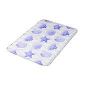 Navy Blue Coastal Seashells Starfish Badmat (Gekanteld)
