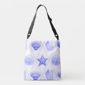 Navy Blue Coastal Seashells Starfish Crossbody Tas (Achterkant)