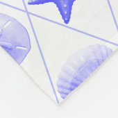 Navy Blue Coastal Seashells Starfish Fleece Deken (Hoek)