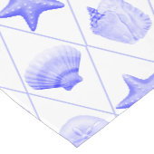 Navy Blue Coastal Seashells Starfish Korte Tafelloper (Hoek)