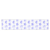 Navy Blue Coastal Seashells Starfish Korte Tafelloper (Horizontaal)