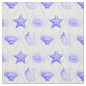 Navy Blue Coastal Seashells Starfish Stof (Swatch)