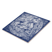 Navy Blue Cobalt Rabbit Hare Trio Four Seasons Tegeltje (Zijkant)