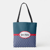 Navy Blue Color Block en Polka Dots Canvas tas (Achterkant)