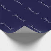 Navy Blue Color Plain Modern Own Name Calligraphy Cadeaupapier (Hoek)