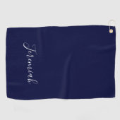 Navy Blue Color Plain Modern Own Name Calligraphy Golfhanddoek (Horizontaal)