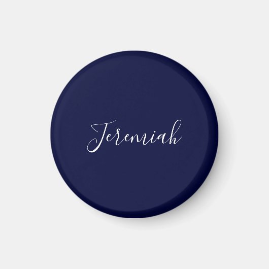 Navy Blue Color Plain Modern Own Name Calligraphy Magneet (Voorkant)