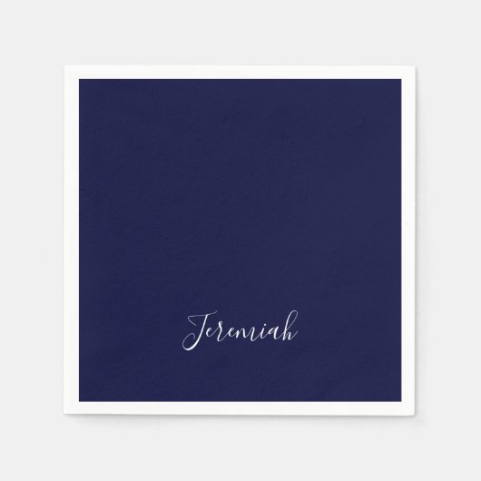 Navy Blue Color Plain Modern Own Name Calligraphy Servet (Voorkant)