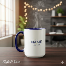 Navy Blue Combo Mok Met Aangepaste Naamprint