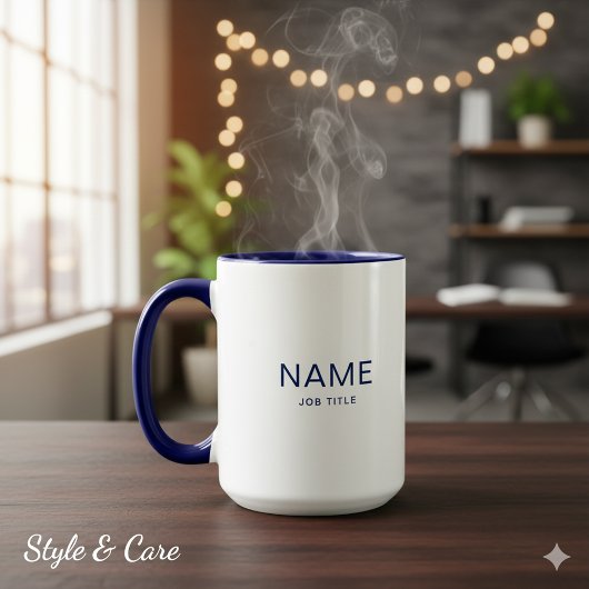 Navy Blue Combo Mok Met Aangepaste Naamprint