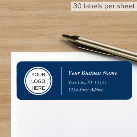 Navy Blue Company Business Logo Retouradres Etiket