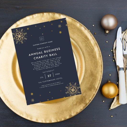 Navy Blue Company Kerst Feest Feest Fundraiser Kaart