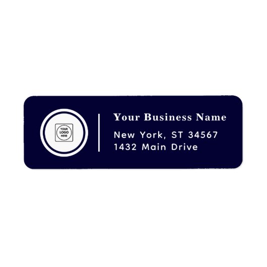 Navy Blue Company Logo Clean Professional Brand  Etiket (Voorkant)