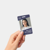 Navy Blue Company Logo Employee ID Badge (Handheld)