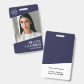 Navy Blue Company Logo Employee ID Badge (Voor- en achterkant)